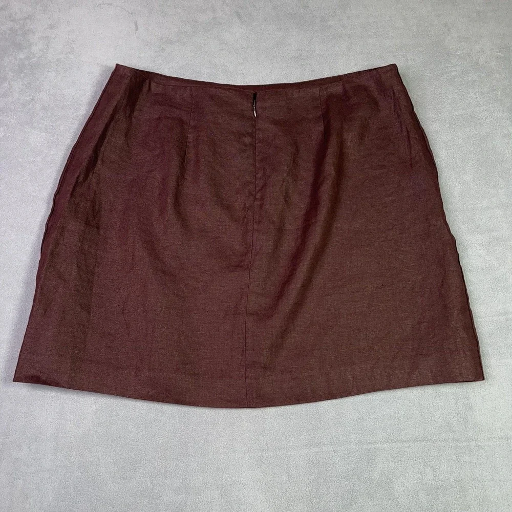 Madewell Pleated Linen Skirt Womens 12 Chocolate Raisin Brown Lined Academia NEW